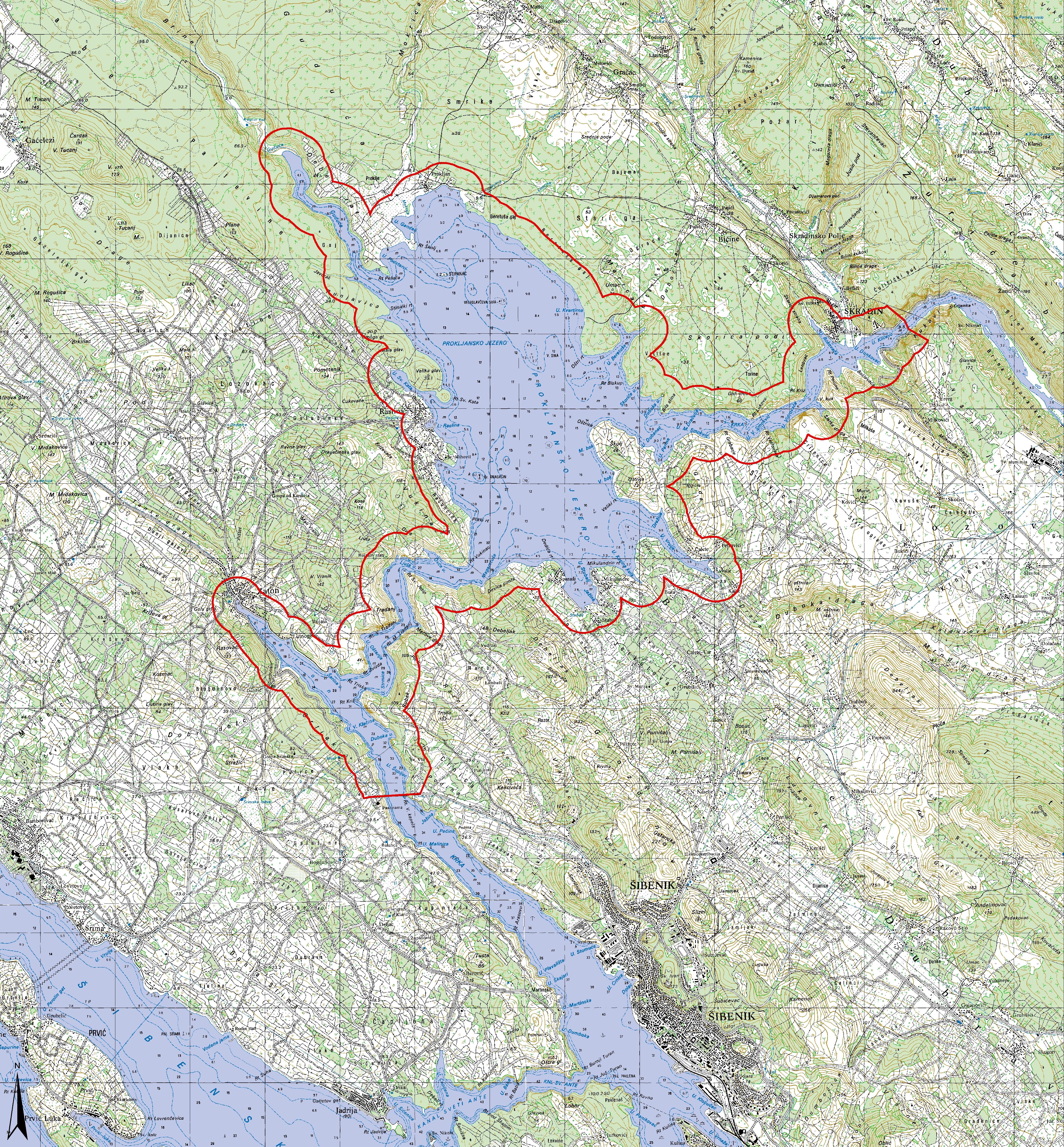 Značajni krajobraz Rijeka Krka - donji tok karta